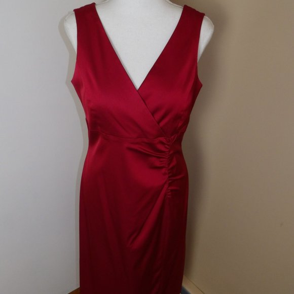 Donna Ricco New York Maroon Satin Party Dress / Size 10 - Picture 8 of 16